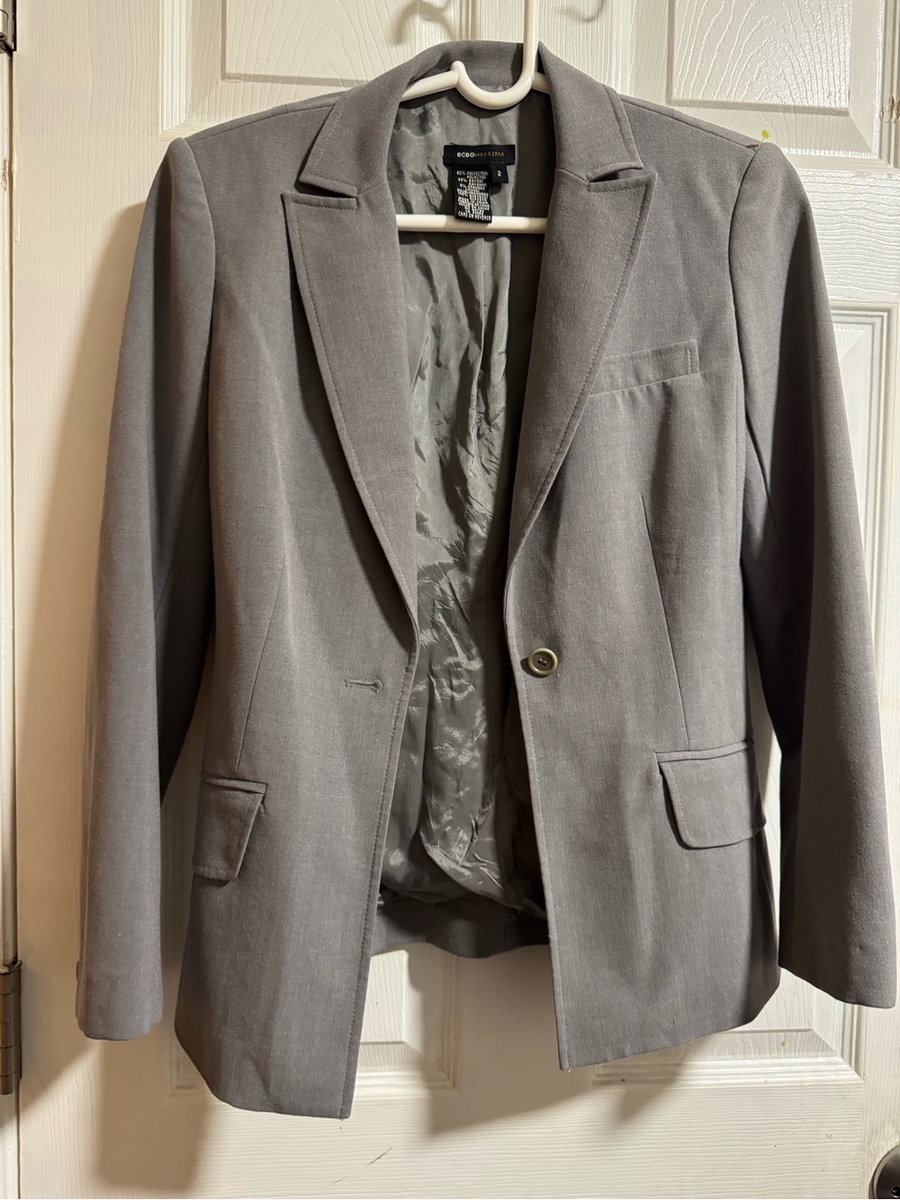 BCBGMaxAzria Gray Single-Button Notch Lapel Blazer